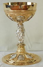 Solid silver gilt antique French Romanesque Chalice with Enamels